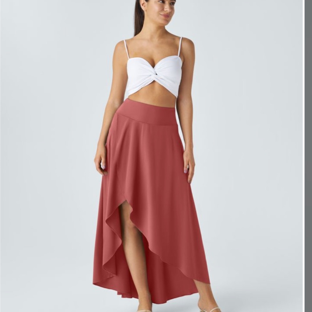 HALARA Asymmetrical Maxi Skirt in Dusty Rose